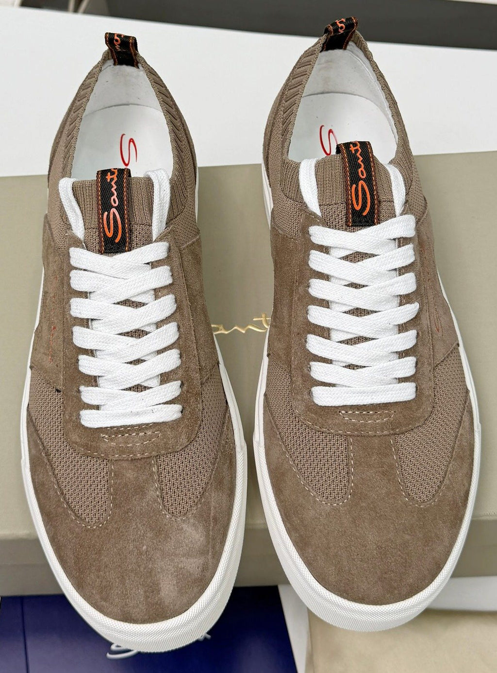 Santoni Taupe Brown Low-Top Sneakers — hero