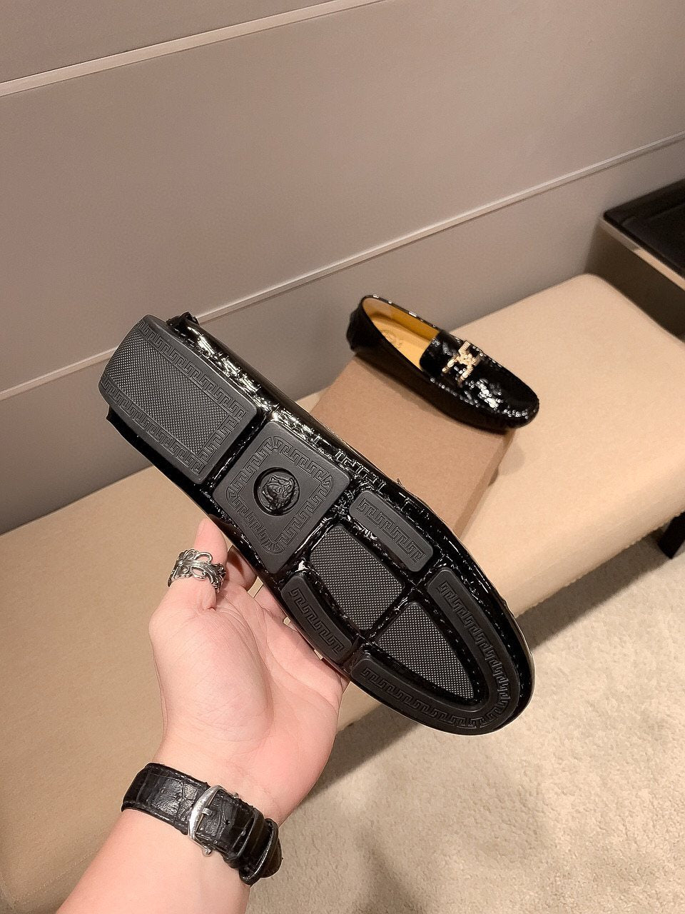Versace Black Medusa Loafers — detail