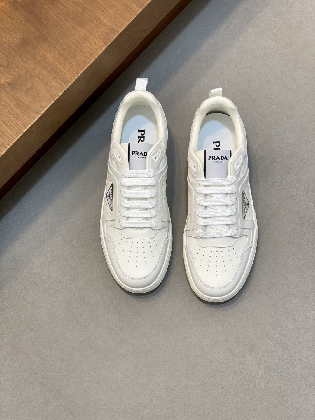 Prada White Leather Panel Sneakers — hero
