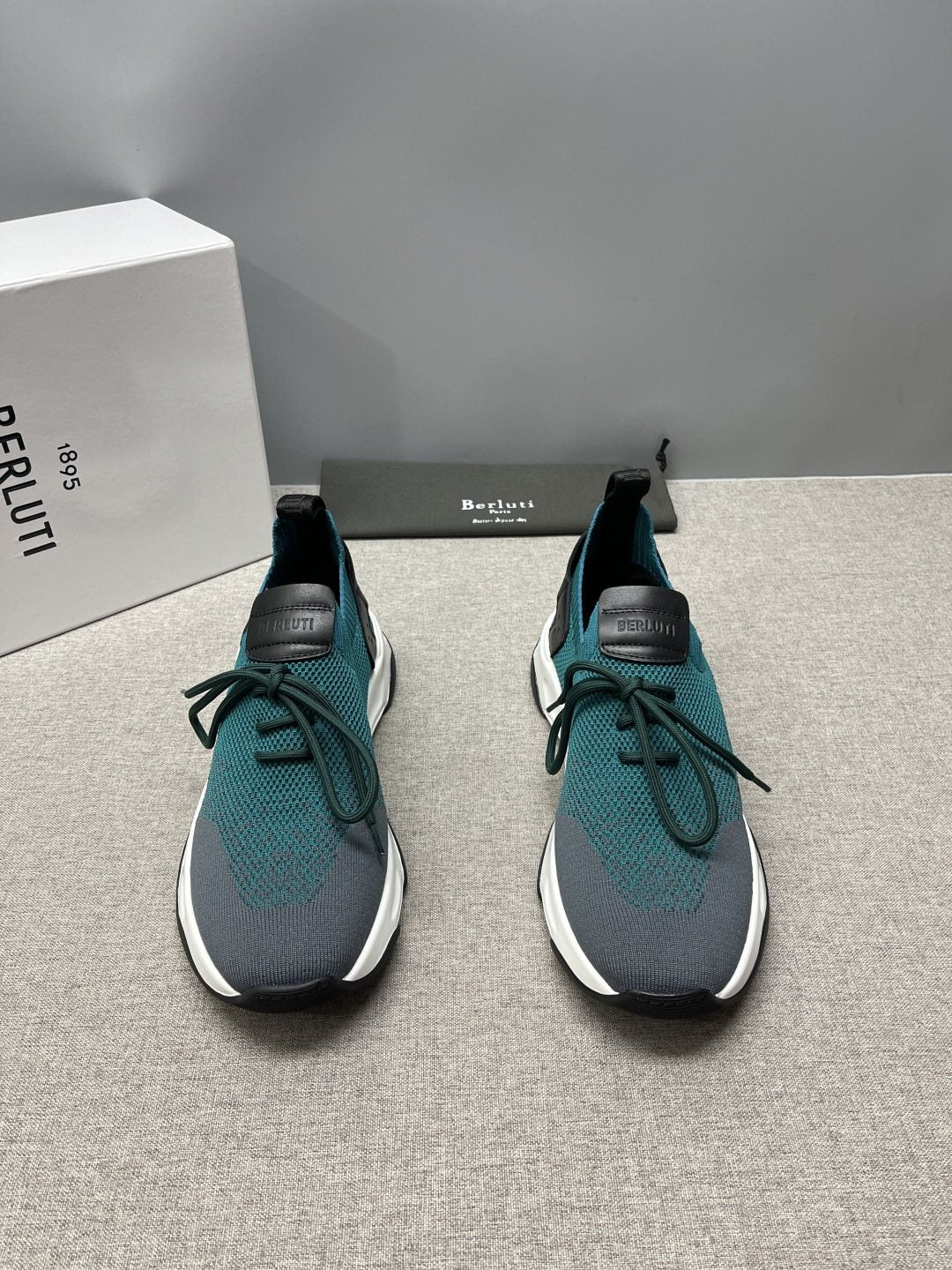 Berluti Blue Knit Lace-Up Sneakers — front