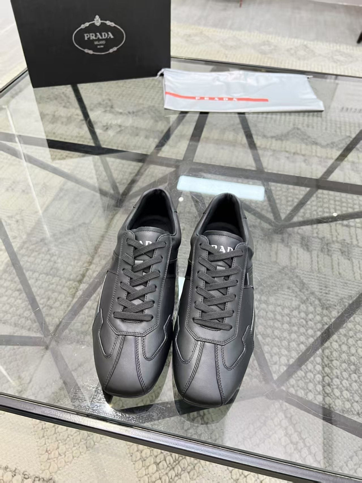 Prada Panel Lace-Up Sneakers — front